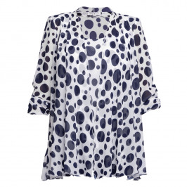 Georgedé Spot Print Georgette Twinset Navy and White  - Plus Size Collection