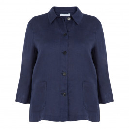 LUISA VIOLA NAVY LINEN JACKET - Plus Size Collection