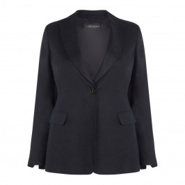 MARINA RINALDI NAVY LINED LINEN BLAZER - Plus Size Collection