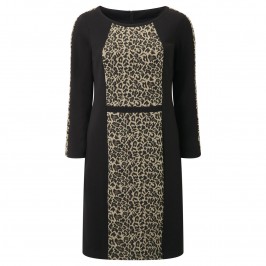 Habella LEOPARD JACQUARD PANELLED DRESS - Plus Size Collection