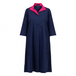 Karvinen Poplin Dress Navy and Fuchsia - Plus Size Collection