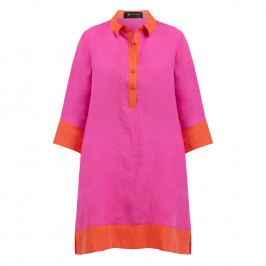 Karvinen Linen Dress Orange and Fuchsia  - Plus Size Collection