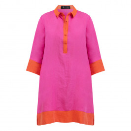 Karvinen Linen Dress Orange and Fuchsia 