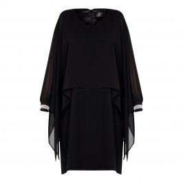 KIRSTEN KROG CAPE DRESS DIAMANTE CUFF BLACK - Plus Size Collection