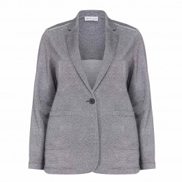 PER TE BY KRIZIA navy lurex punto jersey blazer - Plus Size Collection