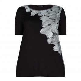 KRIZIA black floral print jewel neck T SHIRT - Plus Size Collection