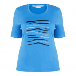 PER TE BY KRIZIA PALE BLUE T-SHIRT WITH EMBELLISHED PRINT FRONT - Plus Size Collection