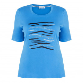 PER TE BY KRIZIA PALE BLUE T-SHIRT WITH EMBELLISHED PRINT FRONT - Plus Size Collection