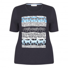 PER TE BY KRIZIA ANIMAL PRINT NAVY T-SHIRT - Plus Size Collection