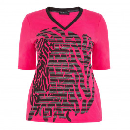 PER TE BY KRIZIA PINK PRINT TOP V-NECK - Plus Size Collection