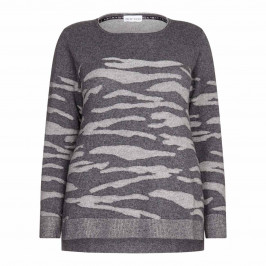 KRIZIA grey round neck intarsia SWEATER - Plus Size Collection