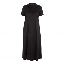 MARINA RINALDI LONG BLACK COTTON POPLIN DRESS - Plus Size Collection