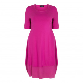 BEIGE FUCHSIA PRINCESS CUT JERSEY DRESS - Plus Size Collection