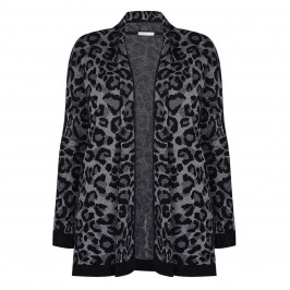 LUISA VIOLA LEOPARD PRINT INTARSIA CARDIGAN - Plus Size Collection