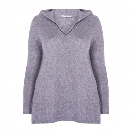 LUISA VIOLA JEWEL EMBELLISHED HOODY GREY  - Plus Size Collection