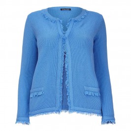 LUISA VIOLA Gitane blue fringed CARDIGAN - Plus Size Collection