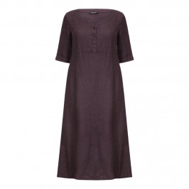 Luisa Viola aubergine linen DRESS - Plus Size Collection