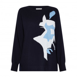 Luisa Viola Intarsia Knitted Sweater Blue - Plus Size Collection