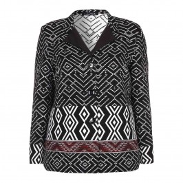LUISA VIOLA BLACK & WHITE IKAT WEAVE JACKET - Plus Size Collection