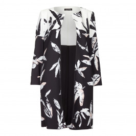 LUISA VIOLA BLACK AND WHITE FLORAL PRINT LONG JACKET  - Plus Size Collection