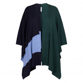 Luisa Viola Colour Block Poncho Navy  - Plus Size Collection