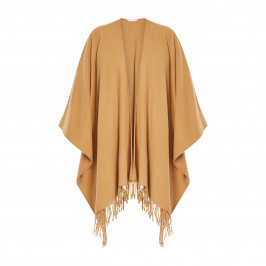 Luisa Viola Fringed Poncho Camel - Plus Size Collection