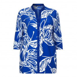 LUISA VIOLA royal blue leaf print SHIRT - Plus Size Collection