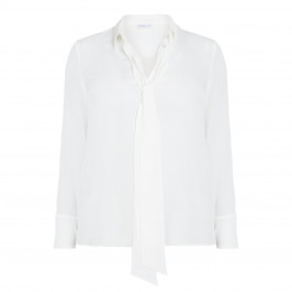 LUISA VIOLA WHITE SILK BLEND SHIRT  - Plus Size Collection