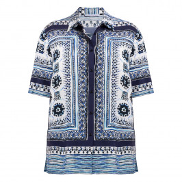 Luisa Viola Shirt Print Blue  - Plus Size Collection