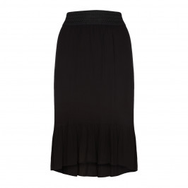 BEIGE DIPPED HEM BLACK COTTON SKIRT  - Plus Size Collection