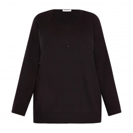 Luisa Viola Embellished V-Neck Sweater Black - Plus Size Collection
