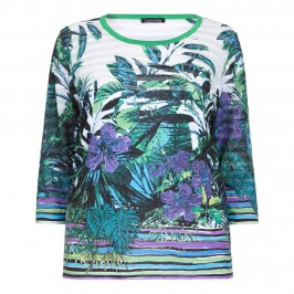 Luisa Viola emerald tropical print SWEATER - Plus Size Collection