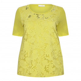 LUISA VIOLA LIME T-SHIRT BOTANICAL CUT-OUT FRONT - Plus Size Collection