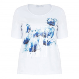 LUISA VIOLA WHITE T-SHIRT WITH EMBELLISHED PANEL - Plus Size Collection