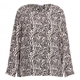 Luisa Viola Zebra Print Tunic Black  - Plus Size Collection