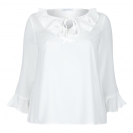 LOUISA VIOLA FRILL NECK TOP WITH BELL CUFF - Plus Size Collection