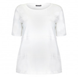 LUISA VIOLA WHITE COTTON JERSEY GROSSGRAIN APPLIQUE TOP  - Plus Size Collection