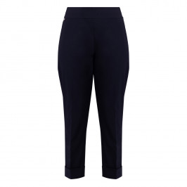 Luisa Viola Pull-On Stretch Viscose Trousers Navy  - Plus Size Collection
