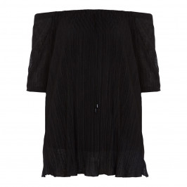 LUISA VIOLA BLACK PLISSE TUNIC BARDOT NECKLINE - Plus Size Collection