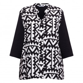 Luisa Viola Stretch Cotton Marocain Tunic Black and White  - Plus Size Collection