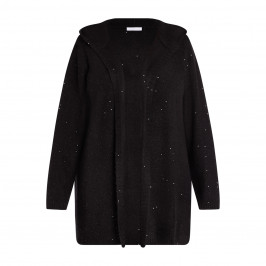 LUISA VIOLA SEQUIN HOODED CARDIGAN BLACK  - Plus Size Collection