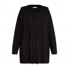 LUISA VIOLA SEQUIN HOODED CARDIGAN BLACK  - Plus Size Collection