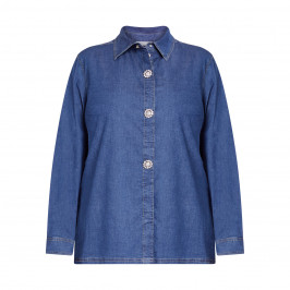 LUISA VIOLA DENIM SHIRT JEWEL BUTTONS - Plus Size Collection