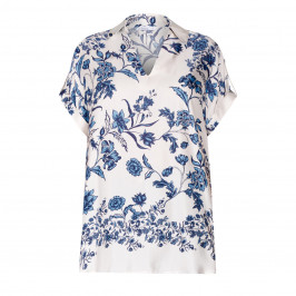 LUISA VIOLA SATIN FLOWER PRINT TUNIC  - Plus Size Collection