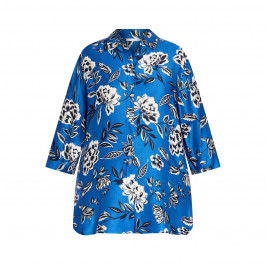 LUISA VIOLA FLORAL SHIRT BLUE - Plus Size Collection