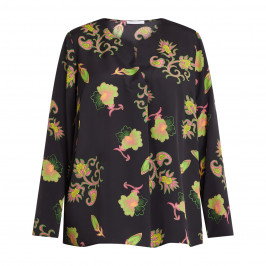 LUISA VIOLA FLORAL PRINT TUNIC BLACK - Plus Size Collection