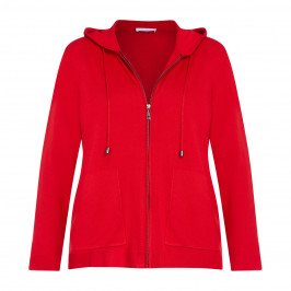 LUISA VIOLA KNITTED HOODY RED  - Plus Size Collection