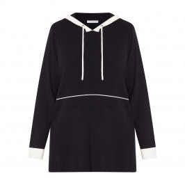 LUISA VIOLA KNITTED HOODY BLACK AND WHITE  - Plus Size Collection