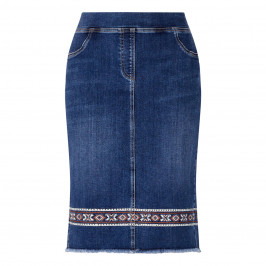 LUISA VIOLA DENIM SKIRT WITH EMBROIDERY  - Plus Size Collection