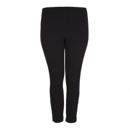 LYSSE BLACK COTTON CROPPED DENIM LEGGING WITH ANKLE ZIPS - Plus Size Collection